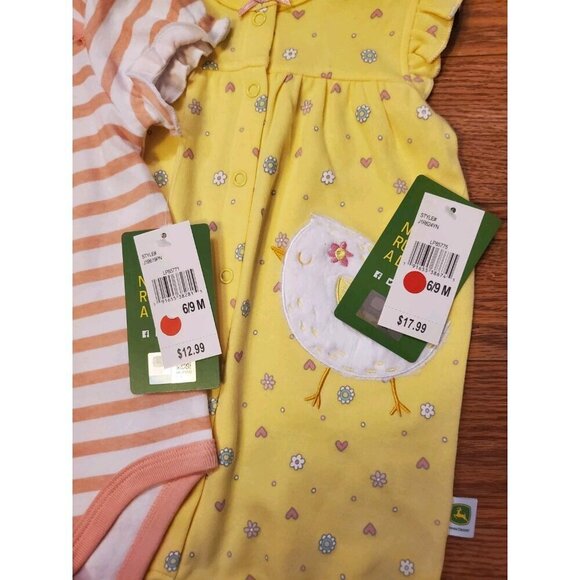 Infant John Deere One-piece Romper (2) Girls 6/9 Months Spring Summer Chick Pig - Picture 9 of 10